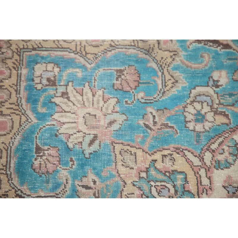 Hand Knotted Oriental 100% Wool Carpet Traditional Floral Pink Mashad Area Rug - 12' 9'' X 9' 4''
