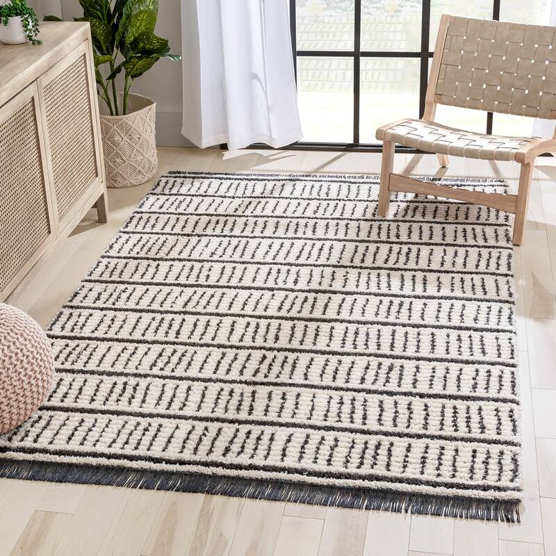 Well Woven Maya Viho Geometric Stripes High Low Area Rug