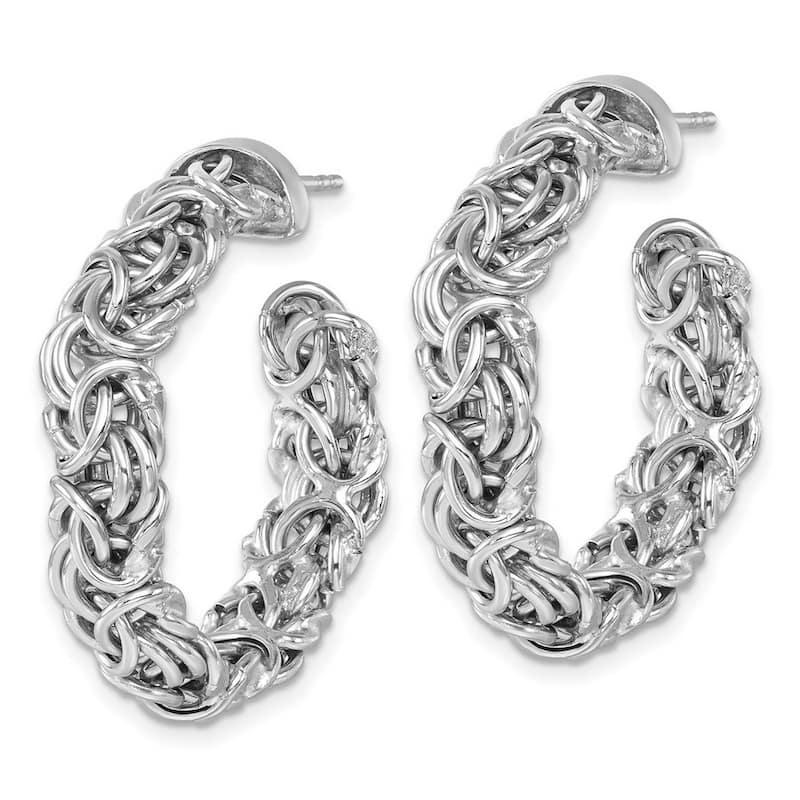 Curata 925 Sterling Silver Italian Rhodium-plated Byzantine Post Earrings - 30x7.5mm