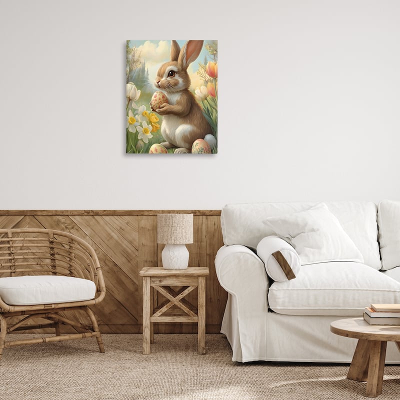 Stupell Easter Bunny with Painted Eggs Canvas Wall Art Design By Franklyn Gregory