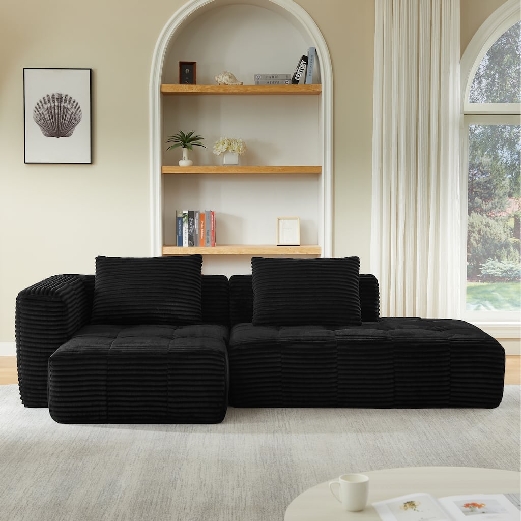 Roomfitters L-Shaped Modular Sectional Sofa with Chaise Lounge, No Assembly Oversized Compressed Couch for Living Room