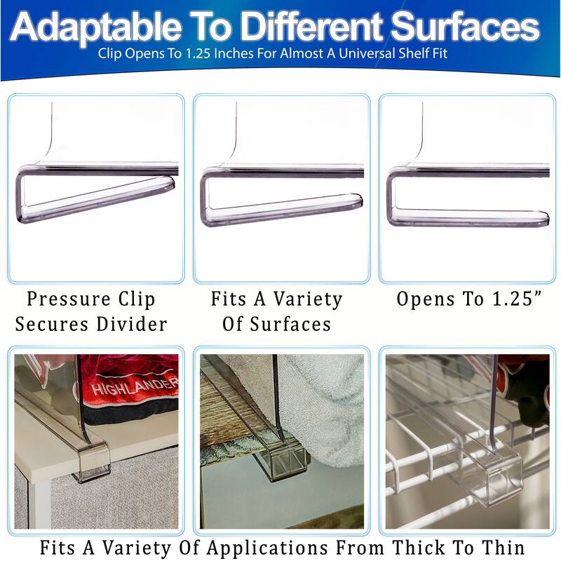 Shelf Divider Clear Acrylic Closet Organizer Storage Rack Separator For Clothes
