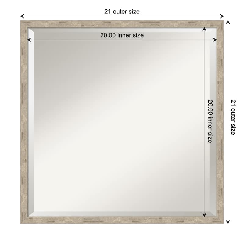 Imprint Beveled Wood Framed Bathroom Vanity Wall Mirror - Imprint Light Pewter - Glass Size 20x20