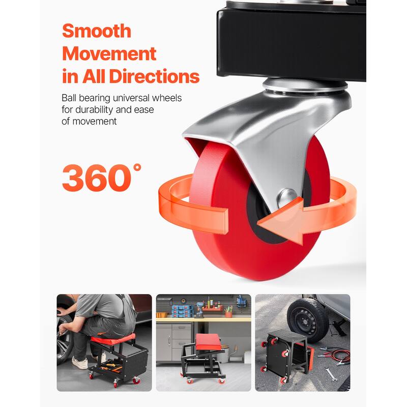 Anmytek Mechanic Stool Rolling Work Seat 300 Lbs Step Stool Garage Tool Stool