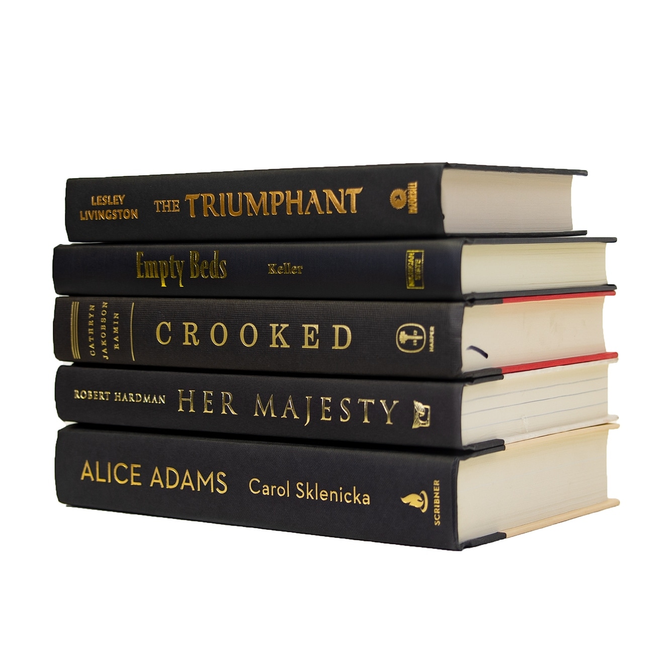Decorative Books - Onyx & Gold Book Stack - 5 Black Books