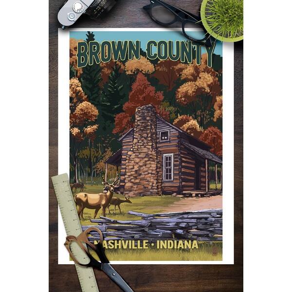 Shop Brown County Nashville Indiana Deer Family Cabin Scene