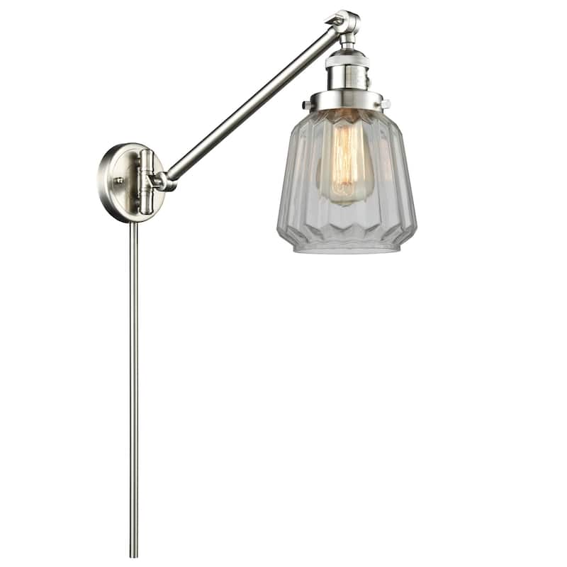 Innovations Lighting Chatham Single Light 25" Tall Wall Sconce / - Satin Brushed Nickel / Clear Fluted