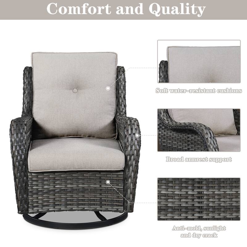 Gymojoy Patio Swivel Chair Rocking Chair Set