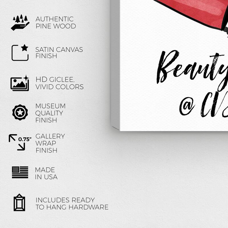 Wynwood Studio Canvas Fashion and Glam Mascara And Lipstick Love Red and Glam Wall Art Canvas Print