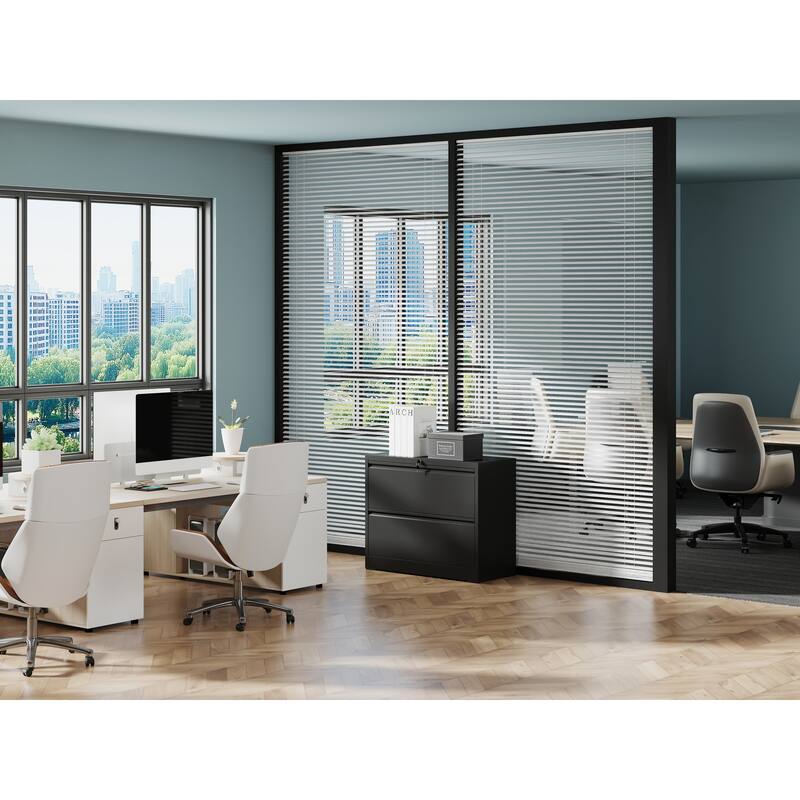 Anmytek 2 Drawer Lateral File Cabinet with Lock Heavy Duty Metal Storage for Home Office Legal Letter Size Filing Cabinet