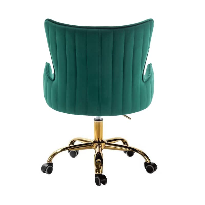 Porthos Home Daria Velvet Wingback Office Chair with Gold Chrome Base