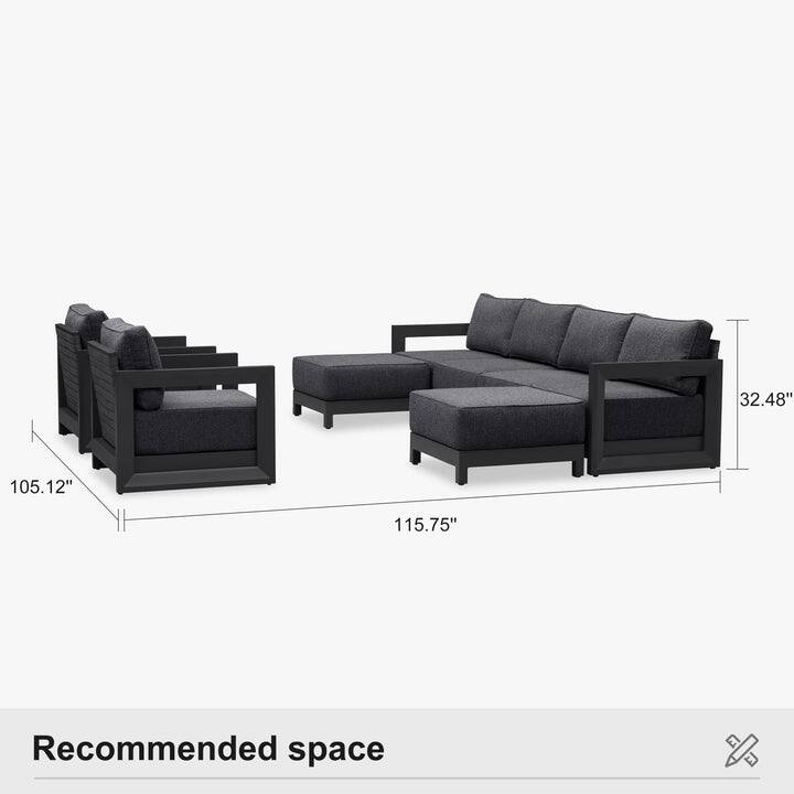 PURPLE LEAF Caesar Enclosed Grey Outdoor Couch with 9.6" Thick for Yard Porch Deck Patio Conversation Sets