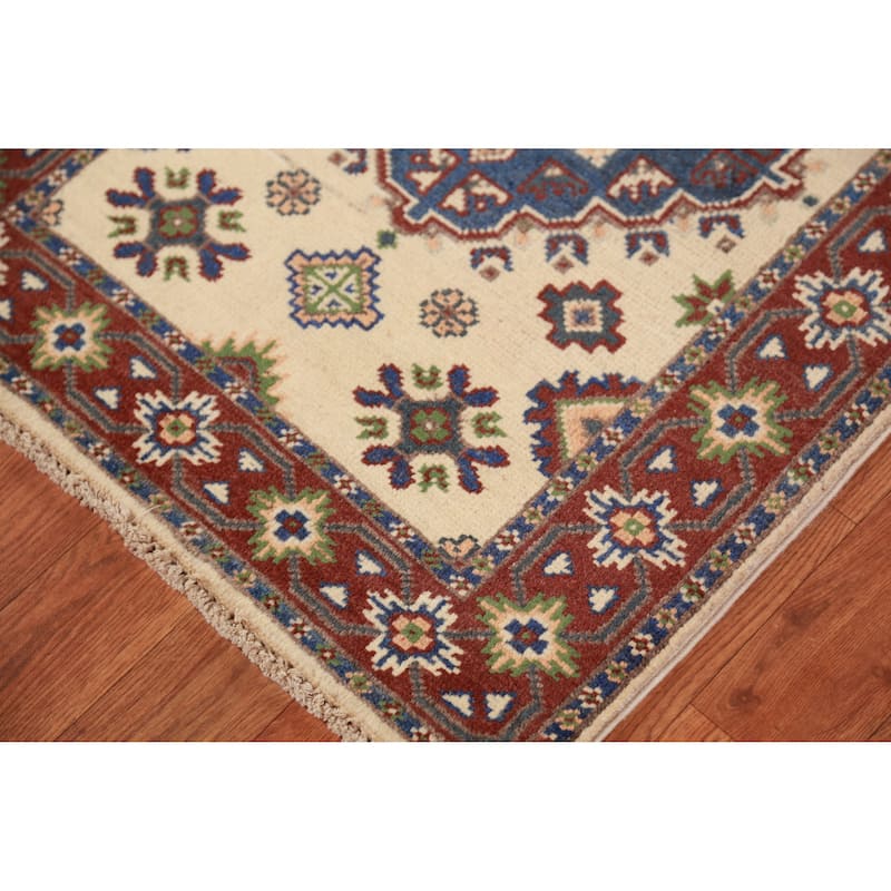 Geometric Kazak Oriental Rug Handmade Wool Carpet - 2'0" x 3'0"