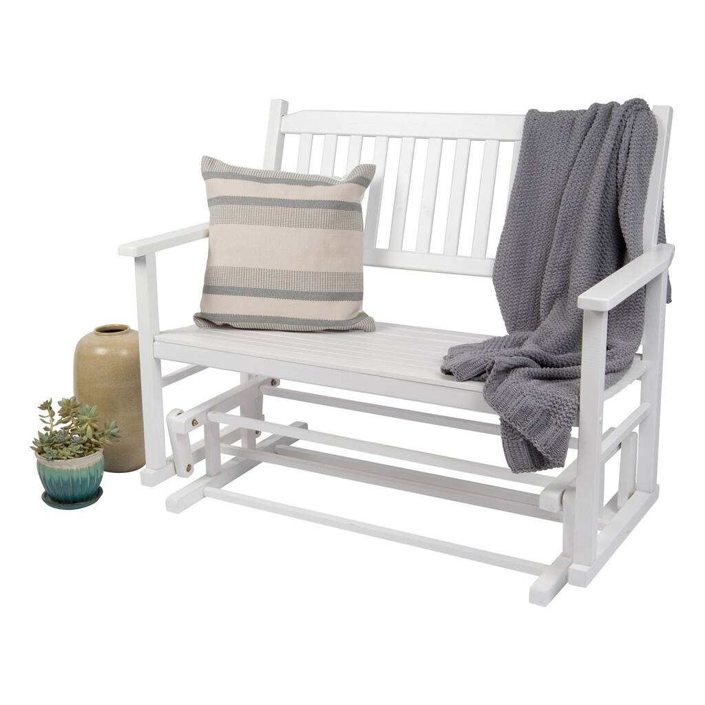 Caspian Cedar Wood Outdoor Glider Loveseat Bench - 49.75-inch