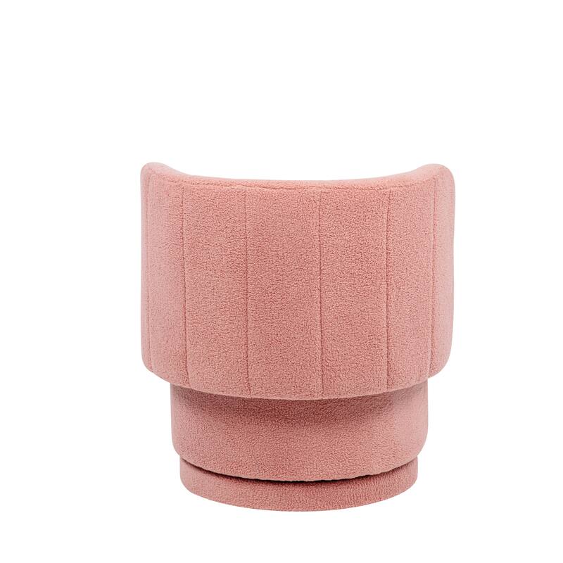 Swivel Accent Chair with Curved Backrest, Boucle Upholstered Lounge Chair, Barrel Sofa Chair with Hidden Storage