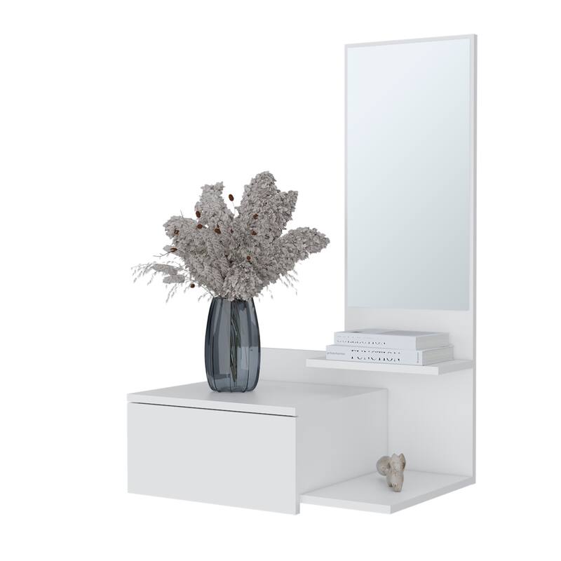 Elgin Floating Vanity with Included Mirror, White
