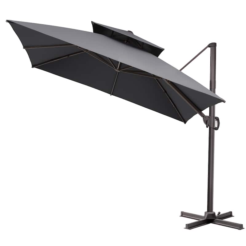 Outdoor 10FT Square Offset Cantilever Patio Umbrella 360-Degree Rotation