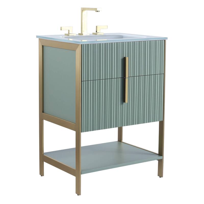 Fine Fixtures Serenity Modern bathroom vanity - Mint Green - Satin Brass Hardware