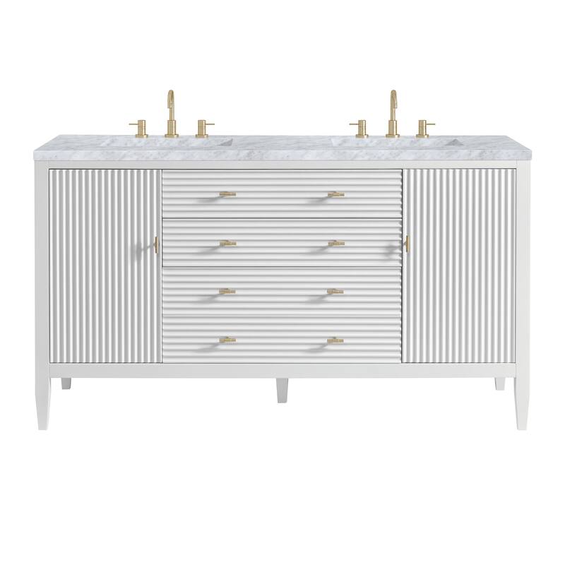 James Martin Vanities 485-V60D-3CAR Myrrin 60" Double Basin Wood - Bright White - Painted