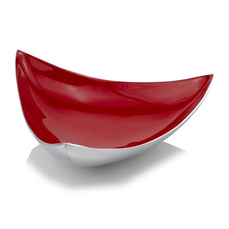 HomeRoots 14" Silver And Red Triangular Bowl