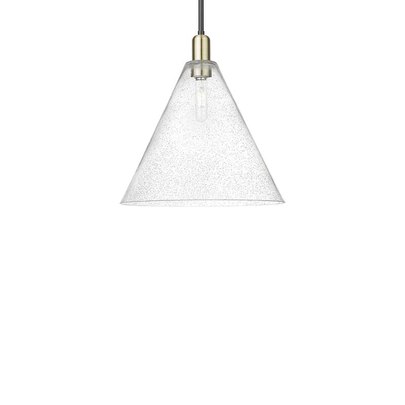 Innovations Lighting 716-1S-18-16 Berkshire Glass Pendant Berkshire - Black Antique Brass / Seedy