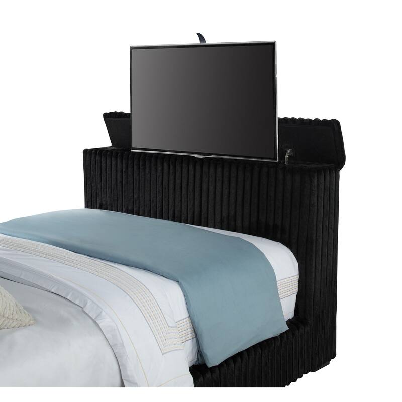 Centergrove Upholstered Wingback TV Bed Black
