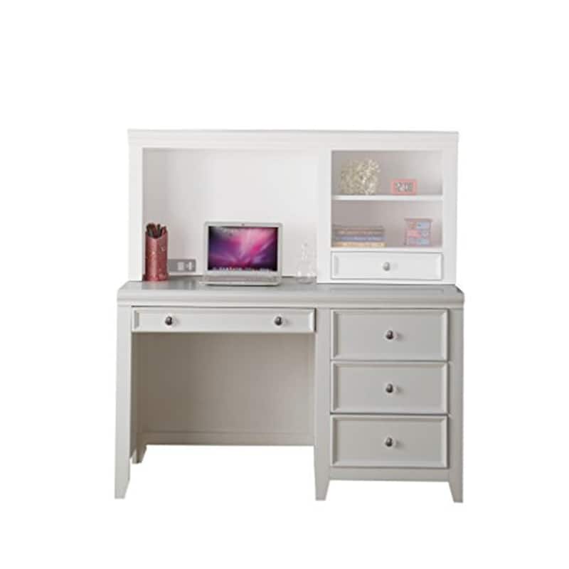 Mountain Lodge Computer Desk - White Finish, 52" Wide, Keyboard Tray, Rustic Home Office Desk