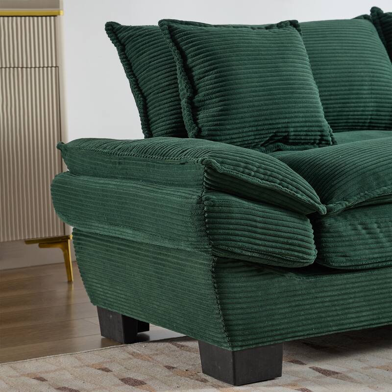 Corduroy Couch Loveseat Sofa with Pillows,Comfy Upholstered Deep Seat Sofa for Bedroom,Living Room,Office