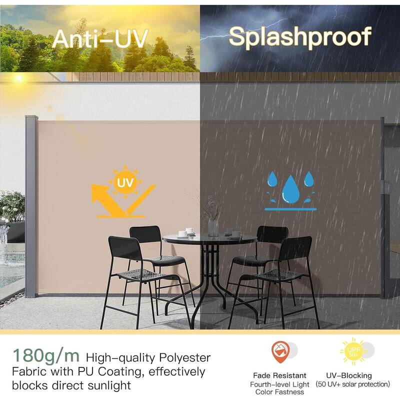 AECOJOY Retractable Side Awning Outdoor Privacy Screen