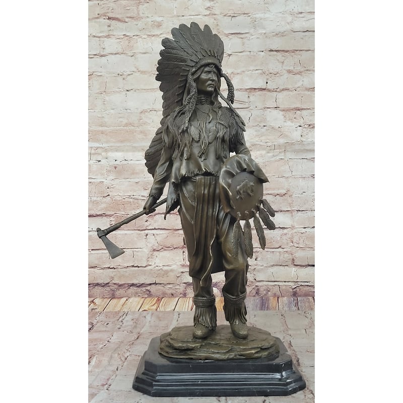 Appeal To The Great Spirit Sioux Chief Indian Bronze Statue By Mario Nick Figurine