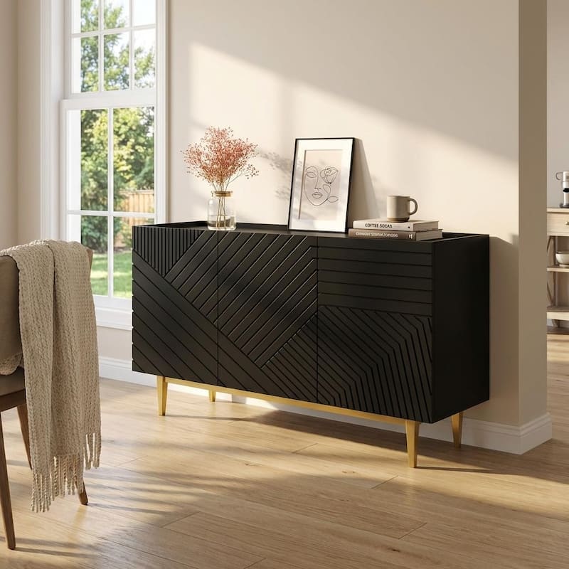 Meble Furniture Portillo Modern Sideboard Cabinet - 59.9"W x 33.1"H High Gloss