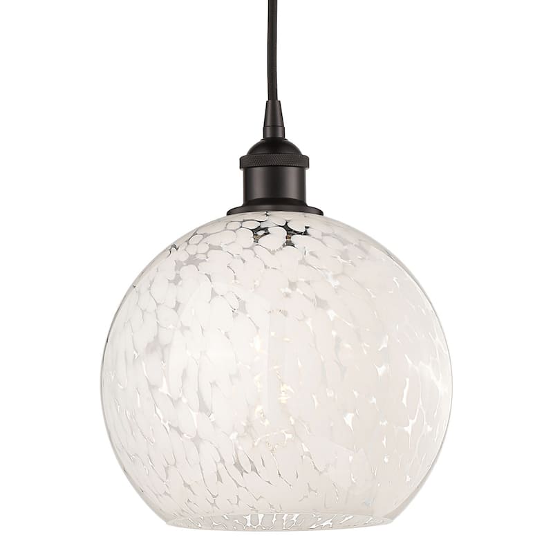 Innovations Lighting 616-1P 12 10 White Mouchette Pendant White - Oil Rubbed Bronze