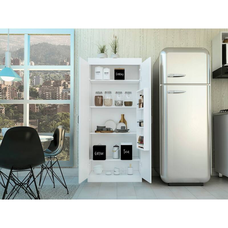 Cherry Hill 5-Shelf Pantry Cabinet White - White