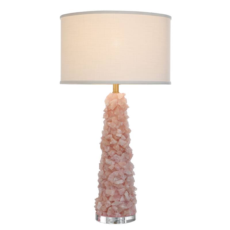 Tamara Day for Stylecraft Belinda Stone Table Lamp - Rose Quartz - Off-White Shade