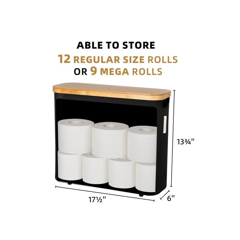 Freestanding Toilet Paper Holder for 9 Mega Rolls, Bathroom Storage Basket With Side Window - 17.5"L x 6"W x 13.75"H