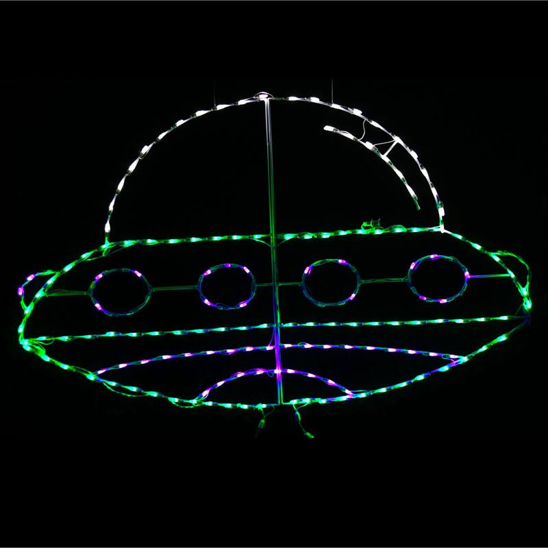 LED Lighted Alien Spaceship Outdoor Halloween Decoration - 65"