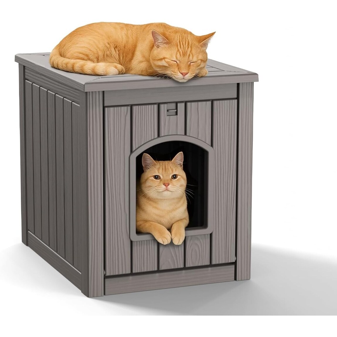 Outdoor Cat House Weatherproof, Resin Waterproof Cat Shelter for Outside, Durable Insulated Shelter for Outdoor & Indoor Cats
