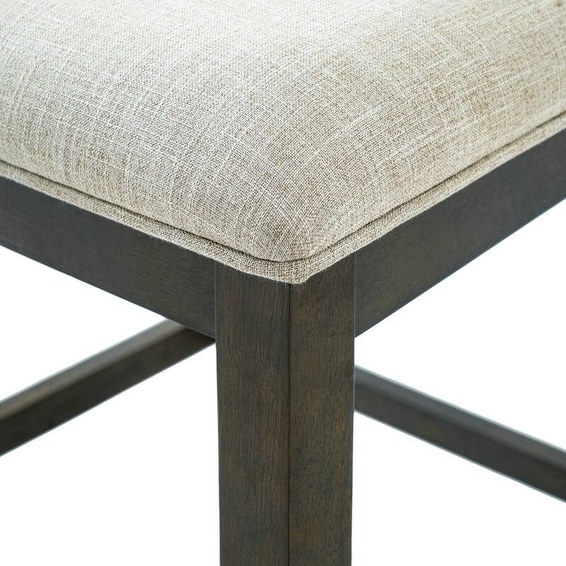 Roomfitters Counter Height Bar Stools Set of 2, Upholstered Bar Chairs with Back, Rubber Wood Frame for Kitchen Island