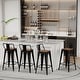 preview thumbnail 11 of 41, Bar Stools With Back set of 4 Industrial Metal Barstools with Wooden Seats Black - Bar Height