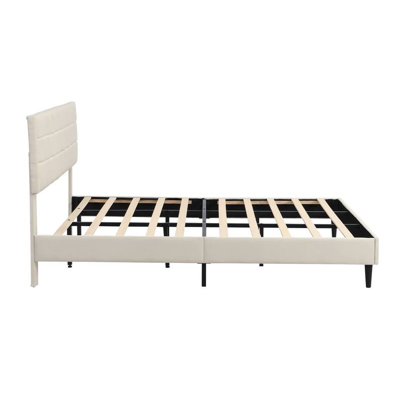 Platform Bed Frame with Fabric Upholstered Headboard