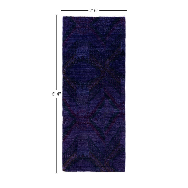 Overdyed One-of-a-Kind Hand-Knotted Area Rug - Purple - 2' 6" x 6' 4"