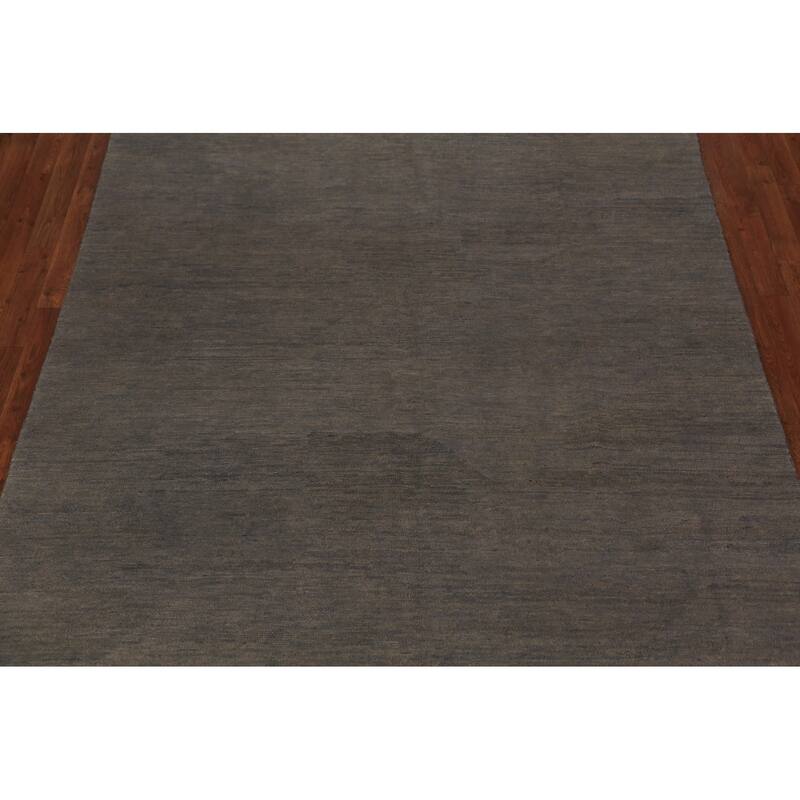 Gray Gabbeh Modern Area Rug Hand-Knotted Wool Carpet - 6'4" x 9'10"