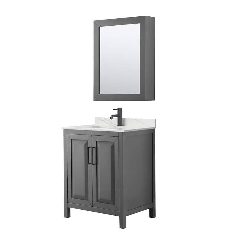 Wyndham Collection WCV252530S-QTZ-UNSMED Daria 30" Free Standing - Dark Gray / Giotto Quartz Top / Matte Black