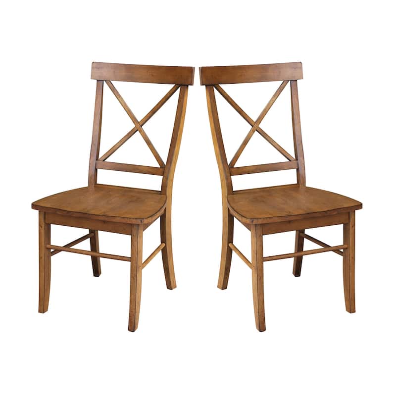 Set of Two X-Back Dining Chairs - Pecan
