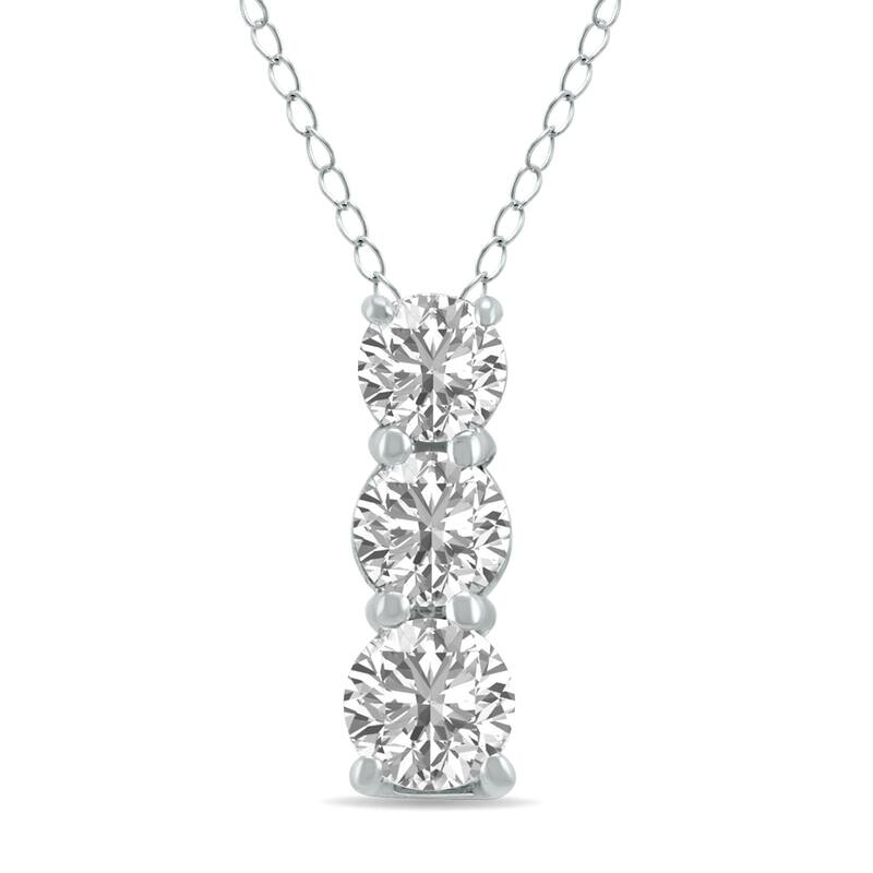 Marquee 1/2 CTW Lab Grown Diamond Three Stone Pendant in 14K White Gold