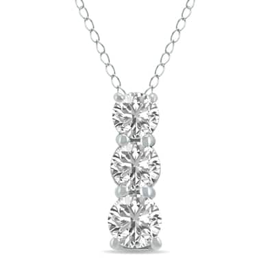 Marquee 1/2 CTW Lab Grown Diamond Three Stone Pendant in 14K White Gold