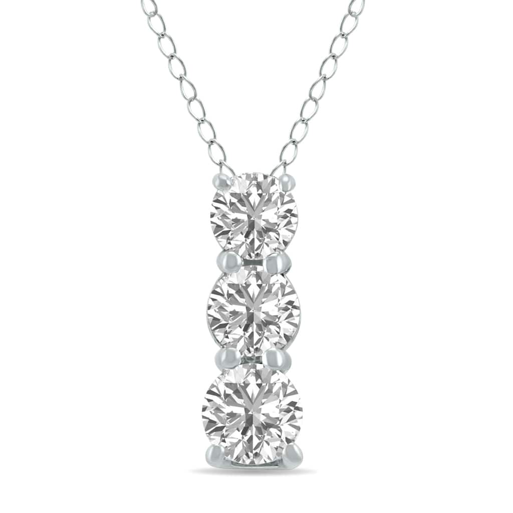 Marquee 1/2 CTW Lab Grown Diamond Three Stone Pendant in 14K White Gold