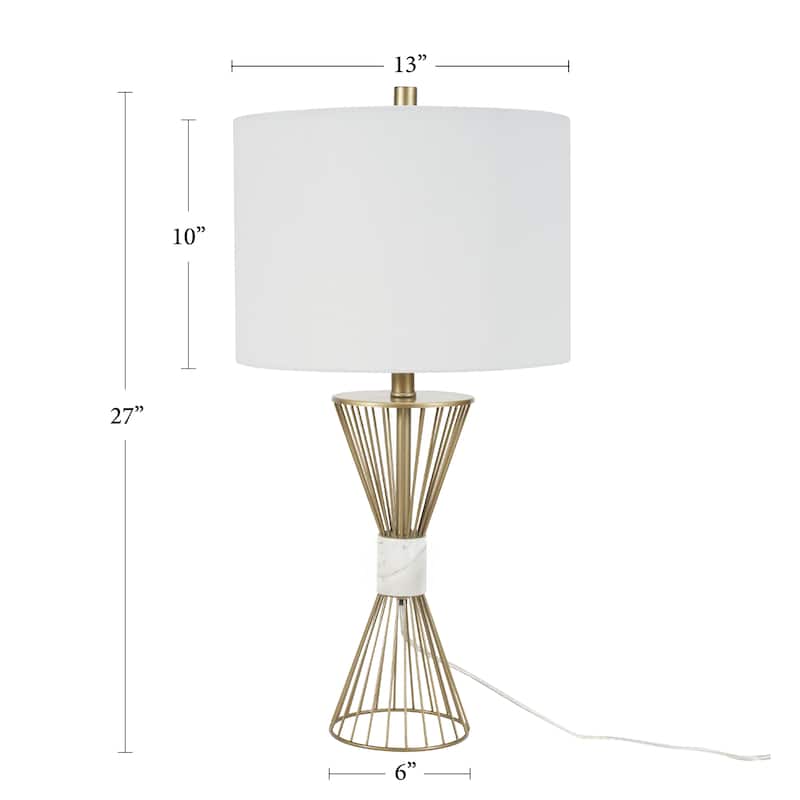 Nourison 27" Gold Metal & Marble Wire Triangle Table Lamp