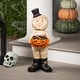 preview thumbnail 3 of 3, Mummy in Top Hat Holding Jack-O-Lantern Candy Dish Halloween Decoration - 23"