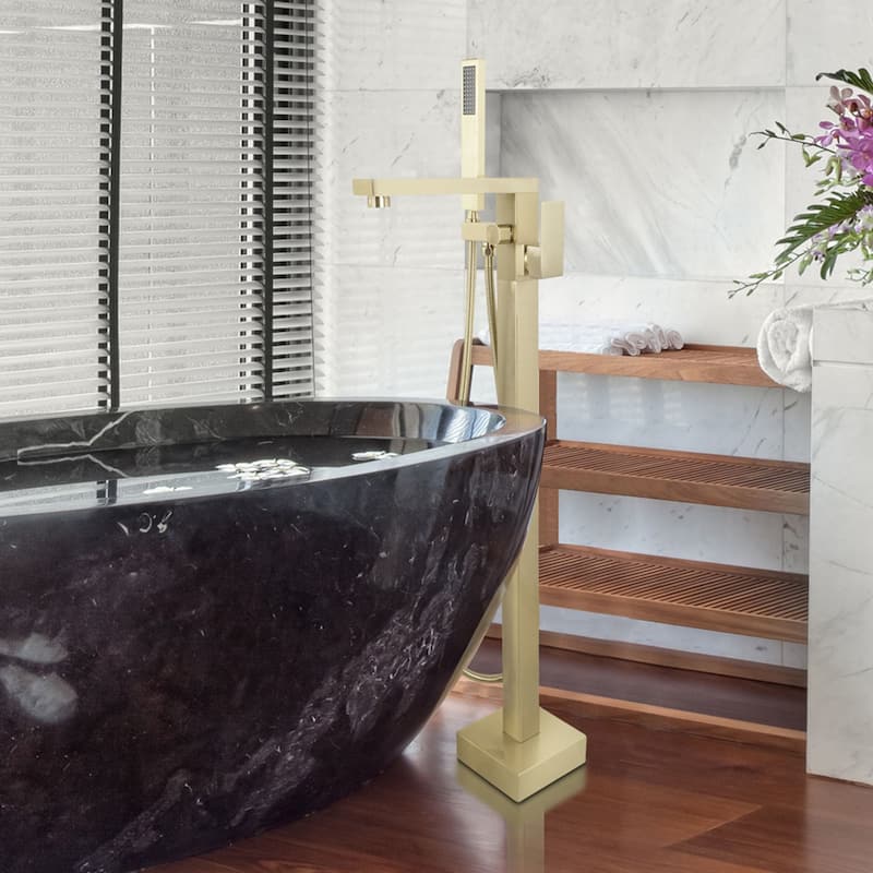 Single Handle Floor Mounted Freestanding Tub Filler with Handshower